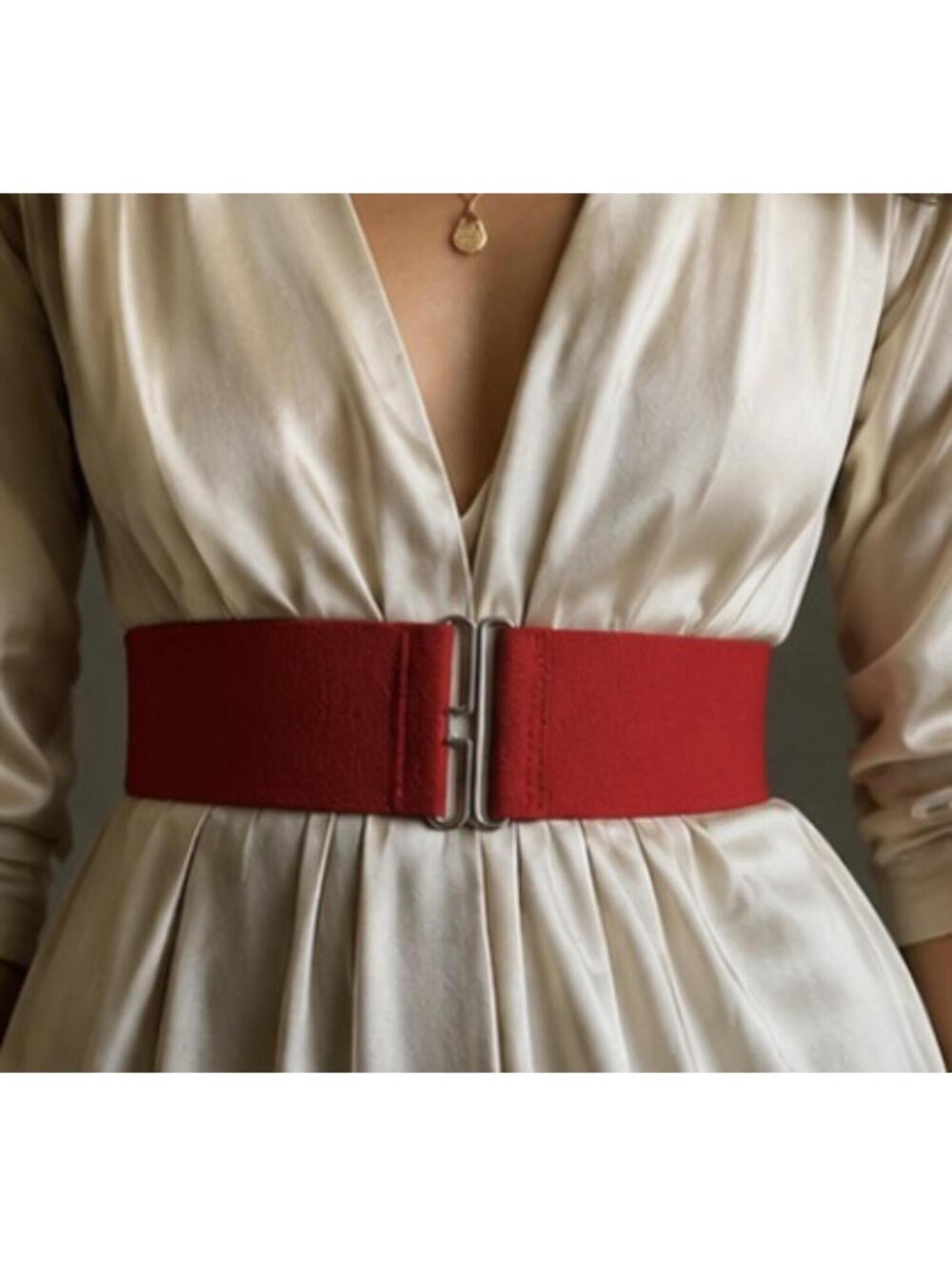 Vintage Red Stretch Belt Wide 80s Statement Belt - Picture 8 of 8